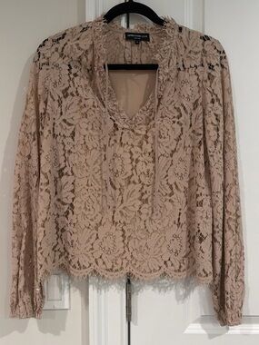 Generation Love Dusty Blush Floral Lace V-Neck Blouse